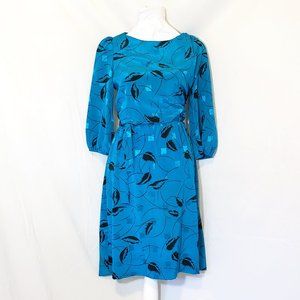 Vintage Late-60s Mod Blue Disco Feather Wrap Dress